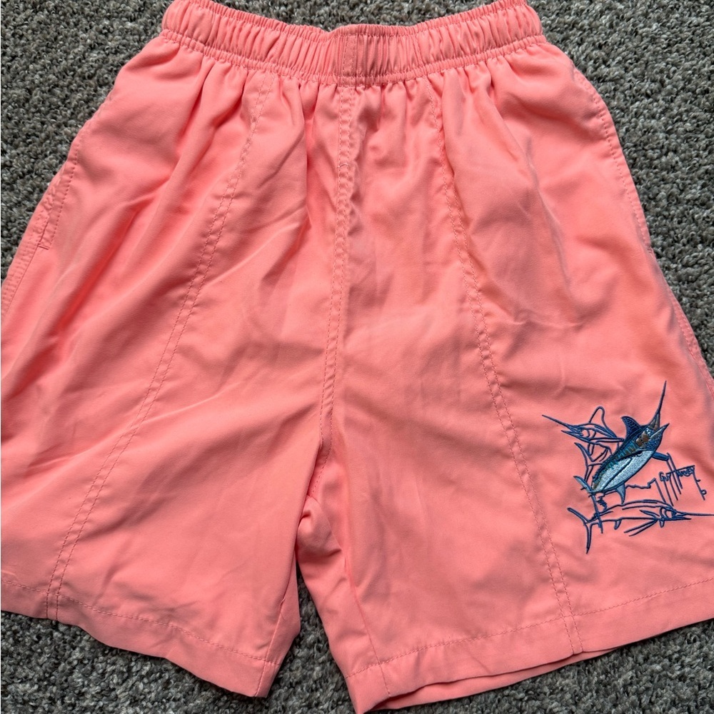 Guy Harvey Coral Swim Trunks with Marlin Embroidery